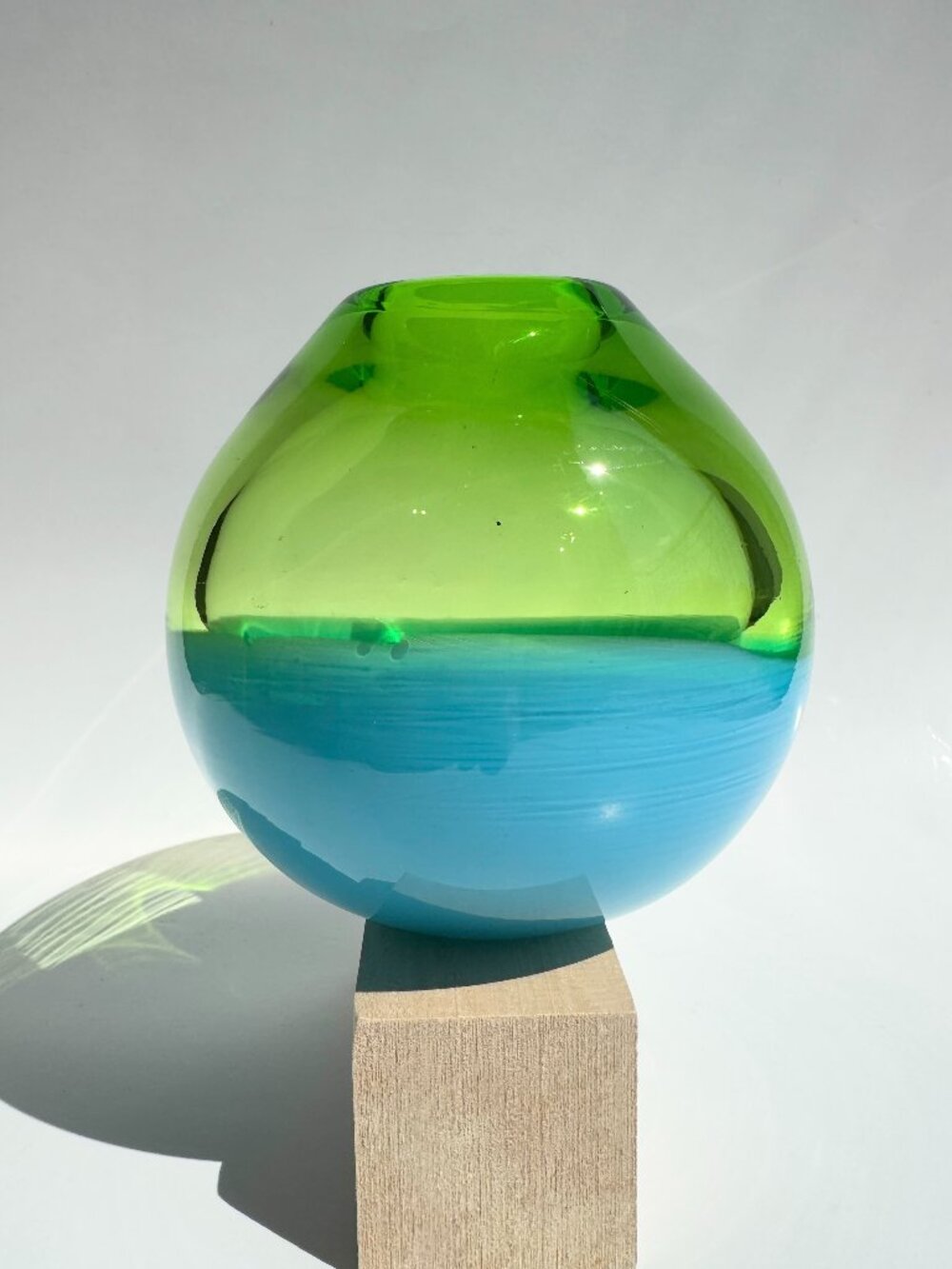 Ball Glass Bud Vase Blue & Green - Picture 12 of 17